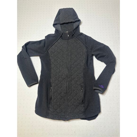 The North Face Women’s Full Zip Quilted Fleece Hoodie Jacket Small Gray - Picture 1 of 5